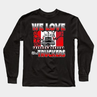 WE LOVE THE TRUCKERS - TRUCKERS FOR FREEDOM CONVOY  2022 TO OTTAWA CANADA SILVER AND RED Long Sleeve T-Shirt